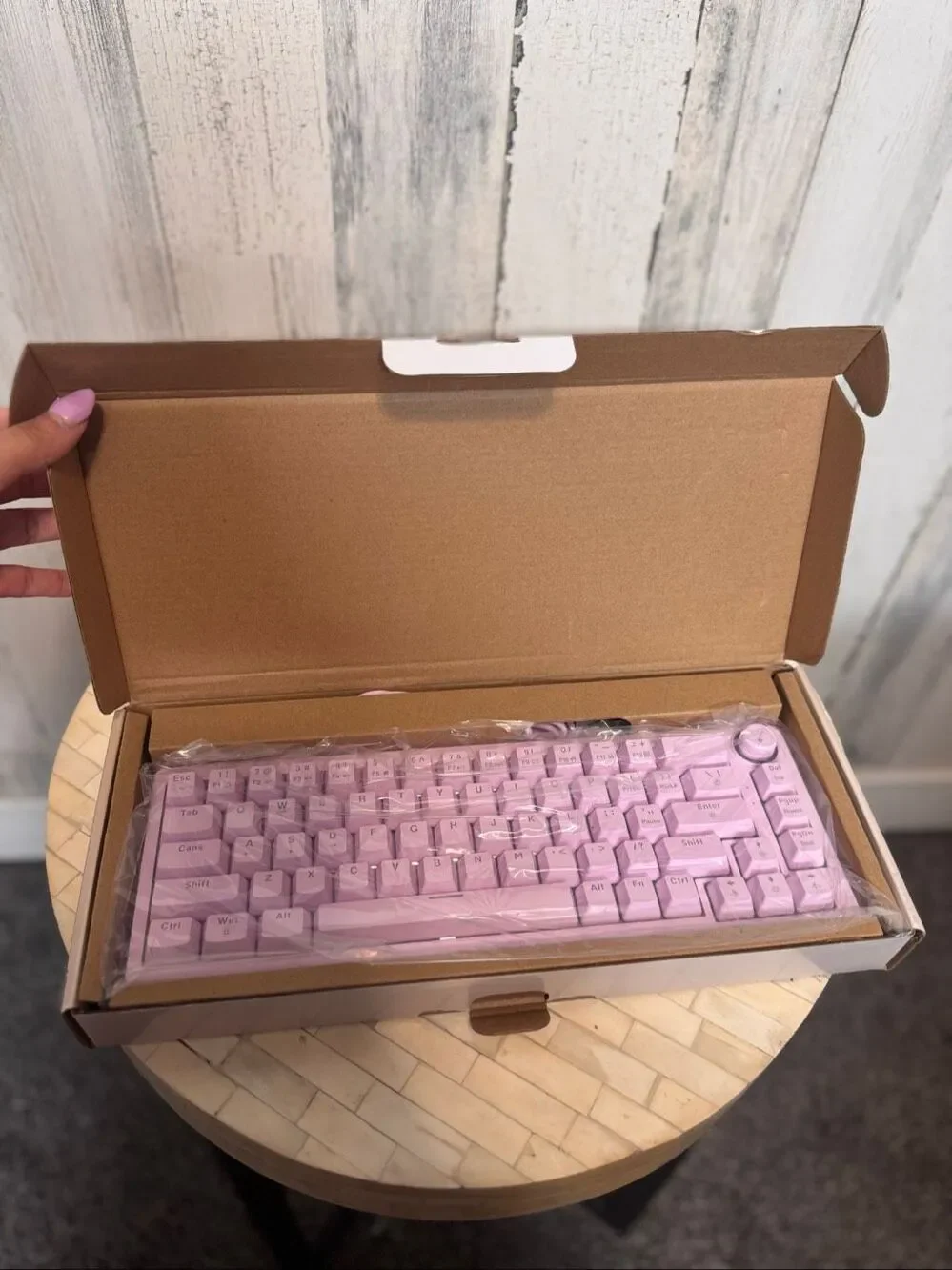 North Pink Compact Mechanical Keyboard 65% Wired Rainbow Lit Red Switches